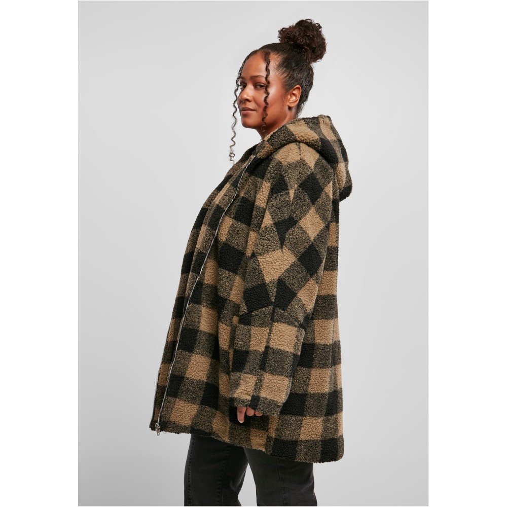 Urban Classics - Oversized Check Sherpa Winterjas - Beige